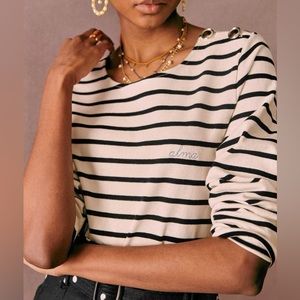 Sezane MARINIÈRE black white top